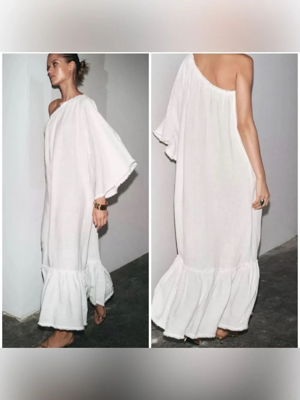 ZARA 100% LINEN ASYMMETRIC dress